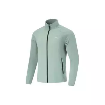 Li-Ning Спортивная куртка Fitness Series с воротником-стойкой Ice Feel Slim Fit, мужская куртка, цвет зеленый AFDU415-3 M
