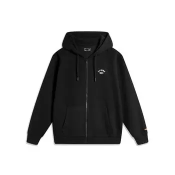 Li-Ning Спортивная куртка свободного кроя с капюшоном и застежкой-молнией, с длинным рукавом, мужские куртки, черный цвет AWDU605-4 M