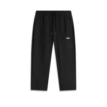 Li Ning Спортивная Мода Серия Свободные Прямые Простые Универсальные Повседневные Брюки Мужские Низ Черный AYKU593-1 M