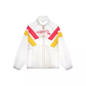 Li-Ning Спортивная модная мужская куртка с застежкой-молнией и воротником-стойкой, свободная белая AJDT079-5 M