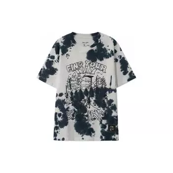 Li-Ning Спортивная модная серия Fun U Print Tie-Dye футболка с круглым вырезом унисекс топы белые AHSR895-2 S