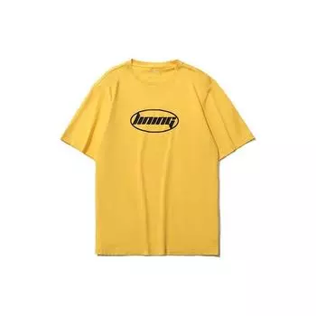 Li Ning Спортивная Модная Серия Футболка с Круглым Вырезом и Принтом Логотипа с Коротким Рукавом Мужские Топы Фруктово-Желтый AHSQ412-14 L