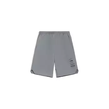 Li-Ning Спортивная модная серия однотонные дышащие водоотталкивающие свободные спортивные шорты с логотипом мужские плавки Nine-Degrees-серые AKSS843-2 XL