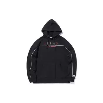 Li-Ning Спортивная Модная Серия Повседневный Свитшот с Принтом Мужские Топы Черный AWDQ523-1 M