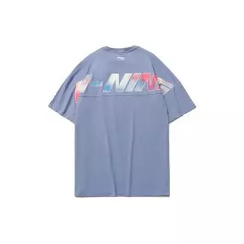Li-Ning Спортивная модная серия с красочным буквенным принтом, свободная круглая горловина, короткий рукав, футболка, мужские топы, светло-фиолетовый AHSR159-5 L