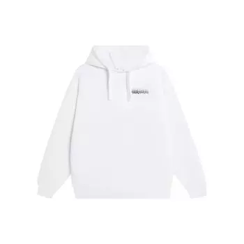 Li-Ning Спортивная модная серия с принтом логотипа, антимикробная толстовка на флисовой подкладке с завязками, толстовка унисекс, белая AWDSI27-1 XXL