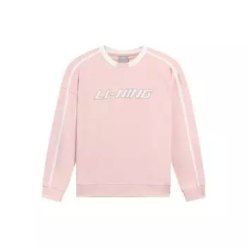 Li-Ning Спортивная модная серия, свободный пуловер с круглым вырезом, топы унисекс, светло-водно-розовый AWDRD50-5 XL