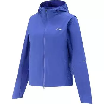 Li Ning Спортивная Повседневная Минималистичная Однотонная Толстовка с Капюшоном Женские Куртки Синяя AFDV050-3 S