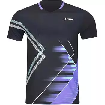 Li Ning Спортивная Повседневная Простая Футболка-Пуловер с Коротким Рукавом для Бадминтона Унисекс Топы Черный AAYV051-1 M