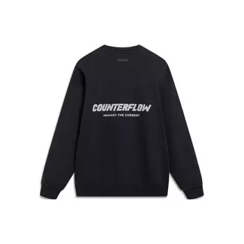 Li-Ning Спортивная серия Life логотип принт толстовка с круглым вырезом унисекс топы черный AWDT533-1 S