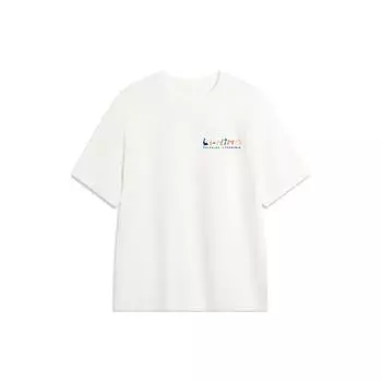 Li-Ning Спортивная серия Life Printed Round Neck Comfort Pullover Short Sleeve Drop Shoulder T Shirt Men Tops Off-White AHSU307-4 L