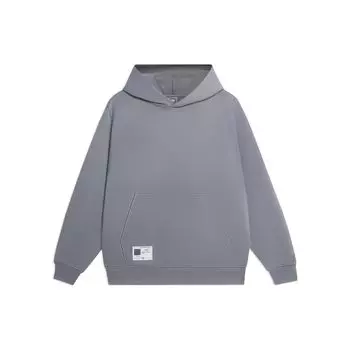 Li-Ning Спортивная серия Trend, однотонный пуловер с логотипом и передним карманом, пуловер с длинными рукавами, мужские топы, серый AWDSB15-9 M