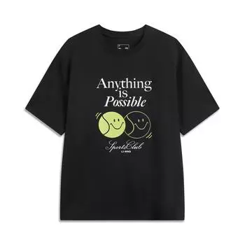 Li Ning Спортивная серия Тренд Повседневная Простая Однотонная Футболка Пуловер с Круглым Вырезом Свободного Кроя с Коротким Рукавом Женская Футболка Черная AHSV192-3 S