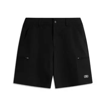 Li Ning Спортивная серия Тренд Повседневные Минималистичные Однотонные Спортивные шорты на молнии Мужские шорты Черный AKSV461-4 S