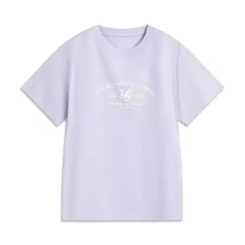 Li Ning Спортивная серия Тренд Простая Повседневная Однотонная Футболка с круглым вырезом и коротким рукавом Женские Футболки Фиолетовый AHSV186-6 XS