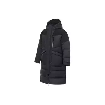 Li-Ning Sports Trend Series Spliced Loose Long Down Jacket Men Outwear Black AYMT069-1 XL