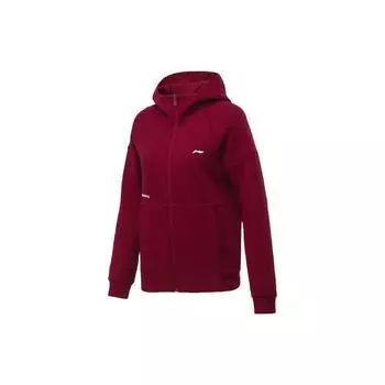 Li-Ning Спортивная толстовка с капюшоном на молнии с логотипом Training Series Deep-Chestnut-Red AWDR014-6 S