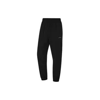Li-Ning Спортивные брюки Fitness Series, однотонные, быстросохнущие, трикотажные, мужские, черные, AYKU461-1 M