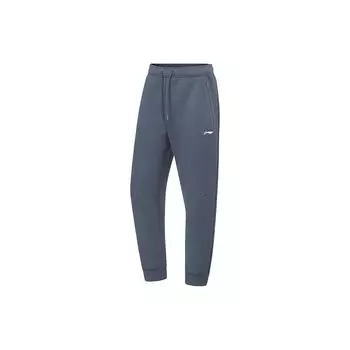 Li-Ning Спортивные брюки Fitness Series однотонные зауженные трикотажные мужские низы Cool-Black AKLT439-3 M