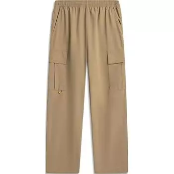 Li-Ning Спортивные повседневные брюки со шнуровкой, однотонные, прямые, со средней посадкой, мужские брюки цвета какао-коричневого AYKU531-3 2XL