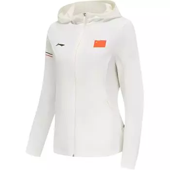 Li Ning Спортивный Повседневный Простой Однотонный Ветровка с Капюшоном Женская Верхняя Одежда Шампань-Белый AFDV272-2 S