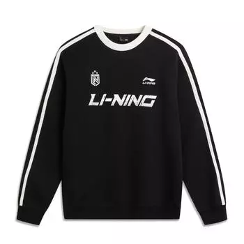 Li-Ning Спортивный стиль Серия Круглый вырез Ретро Цветной блок Буквенная полоска Универсальный Свободный свитшот Унисекс свитшот Черный AWDVF87-2 S
