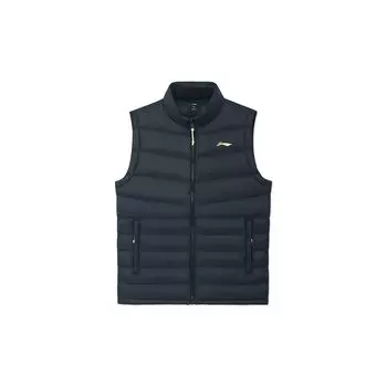 Li-Ning Спортивный жилет Slim-Fit серии Fitness с логотипом и пуховыми мужскими жилетами, черный AMRS067-1 XXL