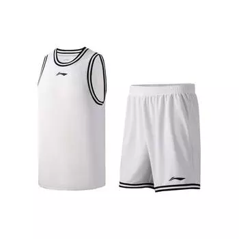 Li Ning Sports Basketball Series Дышащий баскетбольный спортивный костюм для соревнований по спорту Мужская спортивная одежда Стандарт-белый AATR011-9 L