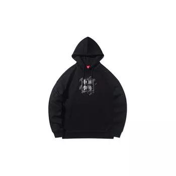 Li Ning Sports Basketball Series Графический принт Толстовка с капюшоном унисекс толстовки черные AWDR947-1 S