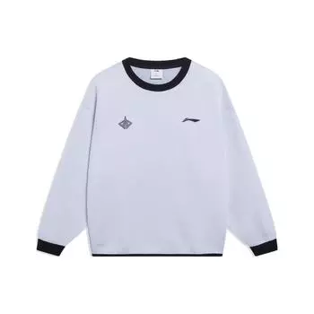Li Ning Sports Basketball Series Logo Print Crew Neck Loose Pullover Толстовка Мужская толстовка Standard-White AWDT075-2 L