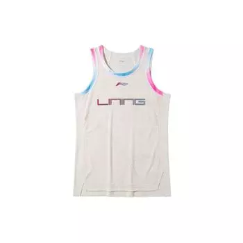 Li Ning Sports Basketball Series Logo Print Gradient Mesh Дышащий тренировочный жилет для мужчин Cloud-White AAYR391-1 XXXL