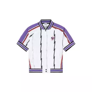 Li Ning Sports Basketball Series Полосатая куртка с коротким рукавом Мужская куртка белого цвета AJDR547-2 XL