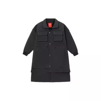 Li Ning Sports Basketball Series теплая свободная куртка средней длины из хлопка зимняя женская куртка черного цвета AFMR476-4 XL