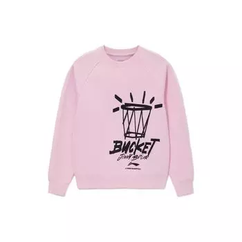 Li-Ning Sports Basketball Series Толстовка с круглым вырезом и буквенным принтом Мужские топы Розовый AWDS101-2 XL
