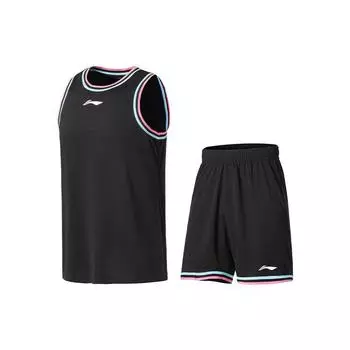 Li Ning Sports Basketball Series Training Competition Basketball Suit Men Sportswear Black AATS003-15 L