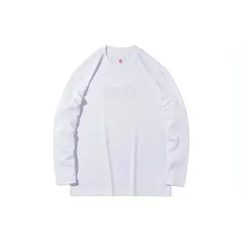 Li Ning Sports Баскетбольная серия Принт логотипа Свободный крой Круглый вырез Длинный рукав Модная Удобная Тренд Футболка Мужские Топы Белый AHSR833-2 M