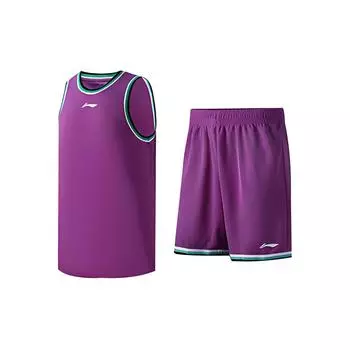 Li Ning Sports Competition Training Basketball Set Мужская спортивная одежда Фиолетовый AATQ113-4 M