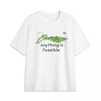 Li Ning Sports Fashion Series American Casual Logo Letter Round Neck Удобная дышащая универсальная свободная футболка с коротким рукавом для мужчин AHSU669-2 S