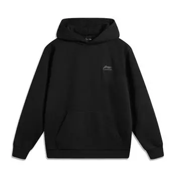 Li Ning Sports Fashion Series Антистатическая антибактериальная теплая флисовая толстовка с логотипом унисекс толстовки черные AWDUE95-2 S