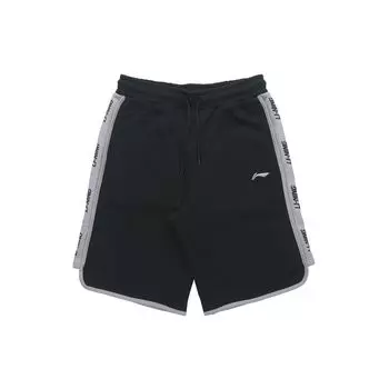 Li Ning Sports Fashion Series Боковая панель с принтом Свободные спортивные повседневные шорты мужские шорты черные AKSR285-2 M