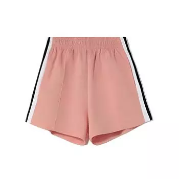Li Ning Sports Fashion Series Color Block с эластичной резинкой на талии и боковыми пуговицами, прямые шорты для женщин, ярко-оранжевый розовый AKSS964-1 S