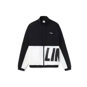 Li Ning Sports Fashion Series Color Block Logo Свободная куртка Осенняя куртка унисекс Черный Белый AJDR484-3 M