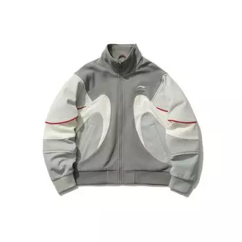 Li Ning Sports Fashion Series Color Block трикотажная спортивная куртка с воротником-стойкой женская куртка серая AFDR248-3 S