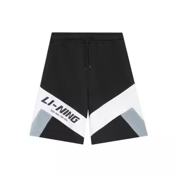 Li-Ning Спортивная модная серия, повседневные спортивные шорты с цветными блоками, мужские брюки, черные AKSR569-5 S