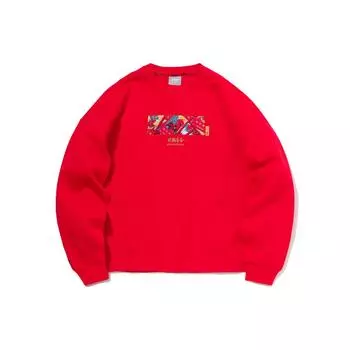 Li Ning Sports Fashion Series Daily Progress Print Свободный круглый вырез пуловер свитшот Женская толстовка Cinnabar-Red AWDR018-2 XL