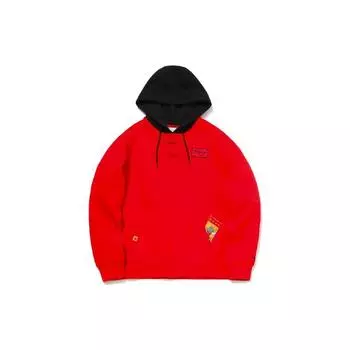 Li Ning Sports Fashion Series Daily Progress вышитый значок напечатанный цветной блок пуловер с капюшоном женские толстовки Vermilion-Red AWDR022-2 S