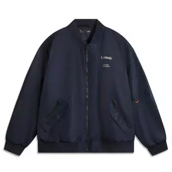 Li Ning Sports Fashion Series Eastern Show Style Letter Baseball Воротник Молния Зимняя Повседневная Универсальная Короткая Хлопковая Куртка Мужская Куртка AJMU185-2 XL