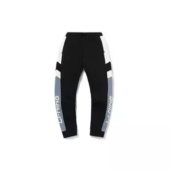 Li Ning Sports Fashion Series флисовые цветные блокированные трикотажные спортивные брюки мужские низ синий AKLQA47-6 S