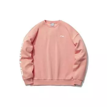 Li Ning Sports Fashion Series Флисовый свободный свитер с длинным рукавом Толстовка унисекс Ярко-оранжевый розовый AWDP932-23 L