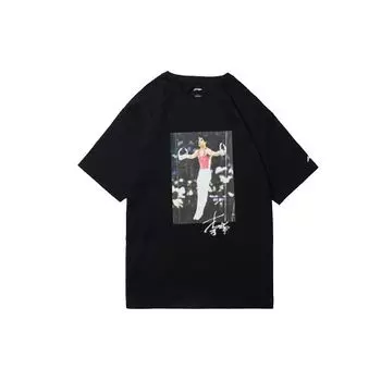 Li-Ning Sports Fashion Series футболка с коротким рукавом и круглым вырезом, топы унисекс, черный AHSN739-1 S